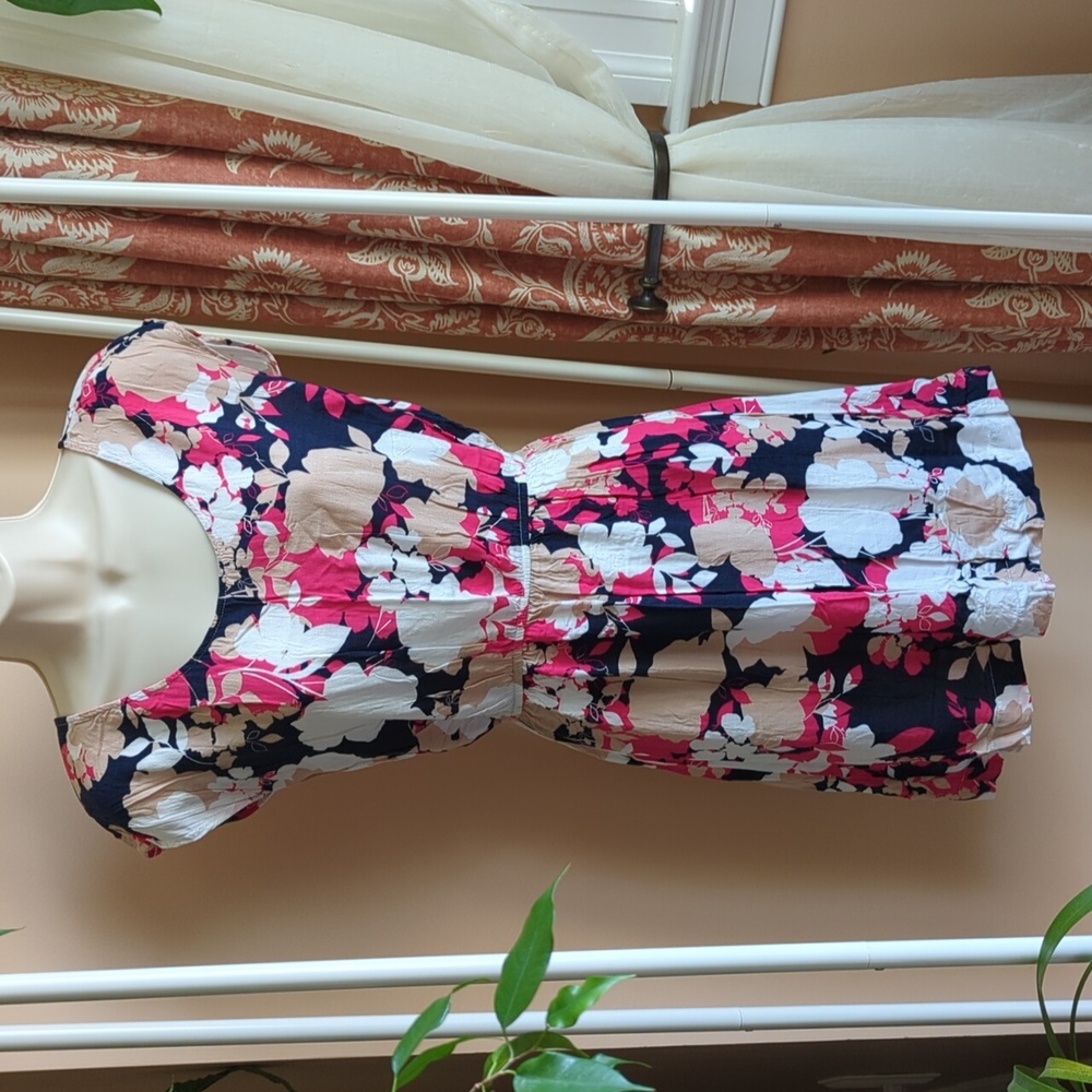 Banana Republic Floral Mini Dress - Navy Blue, Pink, Cream